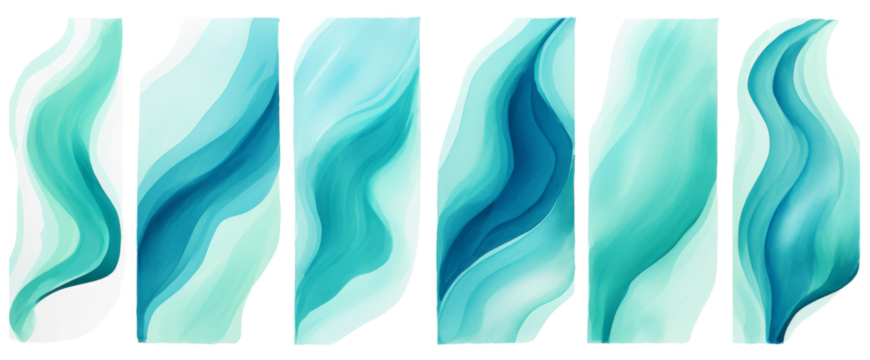 Abstract Watercolor Waves Set