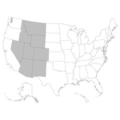 USA states Mountain  regions map.