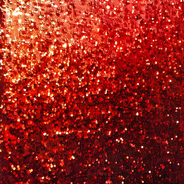 red sparkle glitter background. Glittering sequins wall.