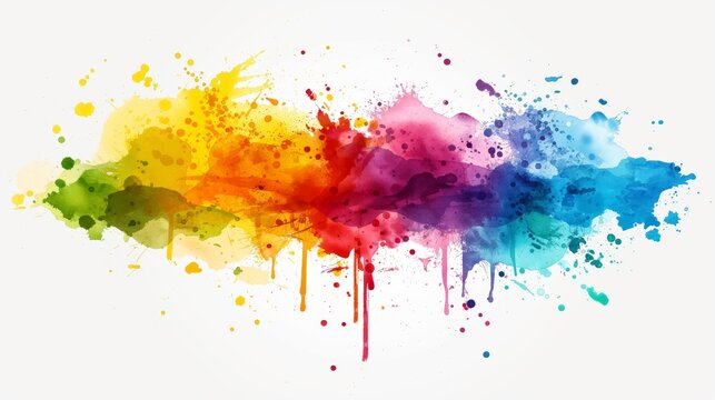 Color liquid ink splash abstract background rainbow art. Rainbow splash collage mix flow drip.
