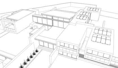 abstract architecture drawing vector illustration