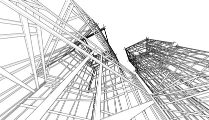 abstract architecture drawing vector illustration