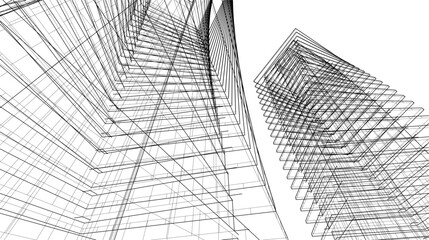 abstract architecture drawing vector illustration