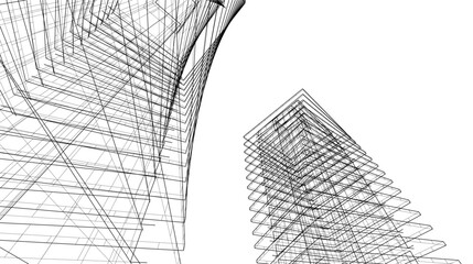 abstract architecture drawing vector illustration