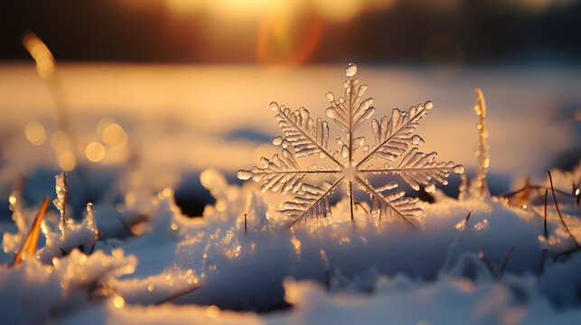 Wonderful scene formed by snowflakes, winter background