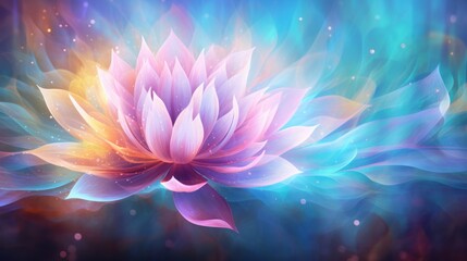 Colorful neon light color lotus flower spiritual meditation