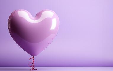 Elegant Pink Heart-Shaped Balloon on Purple Background