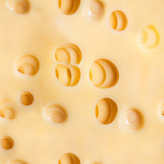 Seamless photo material texture of cheese with holes.