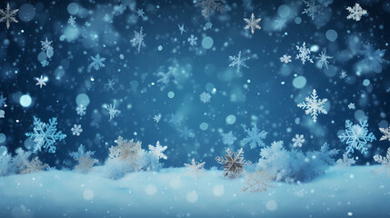 Fototapeta premium Snowflake background, snowflake border, winter holiday background, soft colors and dreamy atmosphere