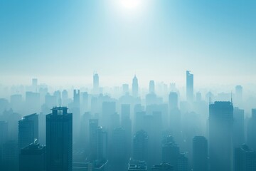 Smog Filled City Skyline Showing Air Pollution