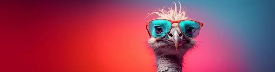 Deurstickers ostrich wearing sunglasses  © Photo And Art Panda