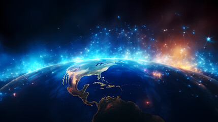 Earth in the cosmic sky, abstract space background of a planet in the universe