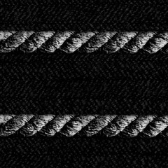 Seamless texture photo of black colored ropes pattern on cloth backdrop.