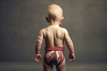 baby bodybuilder back view - obrazy, fototapety, plakaty