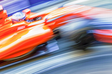 Obraz premium Abstract composition, Blurred formula 1 car, sports concept, generative ai