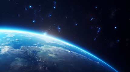 Fototapeta premium Earth in the cosmic sky, abstract space background of a planet in the universe