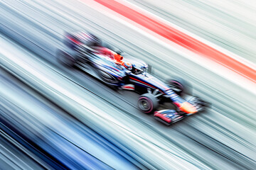Obraz premium Abstract composition, Blurred formula 1 car, sports concept, generative ai