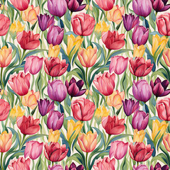 Watercolor Blossoms Seamless Pattern - 723452336