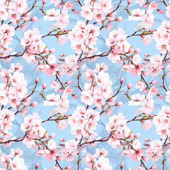 Watercolor Blossoms Seamless Pattern - 723452337