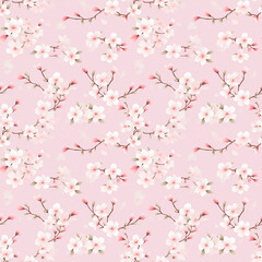 Watercolor Blossoms Seamless Pattern - 723452340