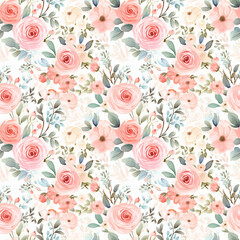 Watercolor Blossoms Seamless Pattern - 723452349