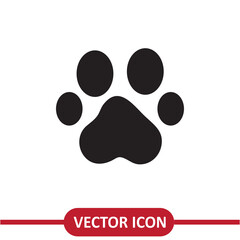 Paw print icon vector, vector flat illustration on white background..eps
