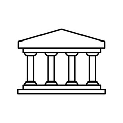 Bank Building Icon , flat simple liner illustration on white background..eps