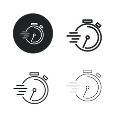 Fast timer icon. Simple solid round, bold, medium and thin line icon.