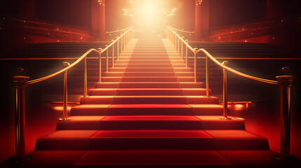 Red carpet staircase background, VIP entrance, night awards ceremony