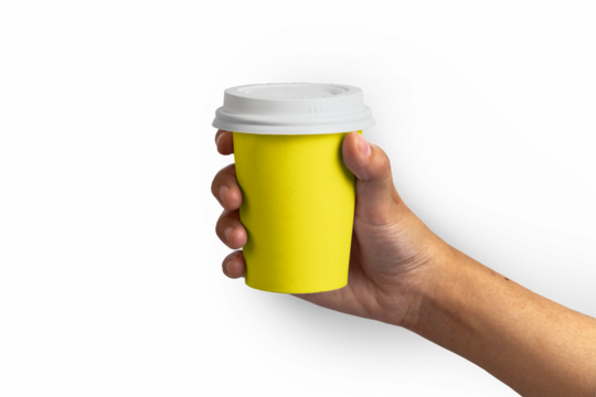 vaso amarillo para café mock up