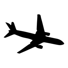 A modern jet airliner in silhouette