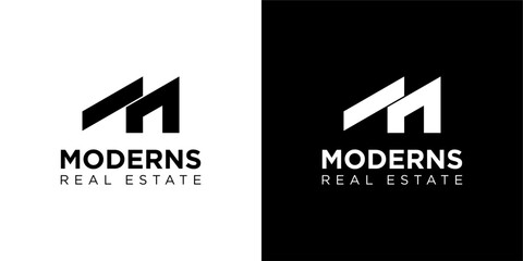 monogram logo letter M with building shape. icons for business, buildings, real estate.