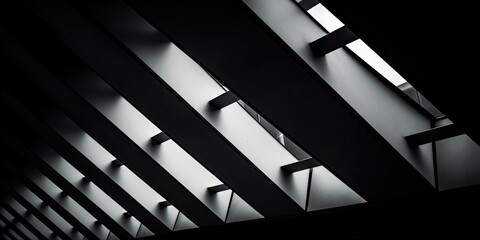 Monochrome image of modern architectural detail in the dark.