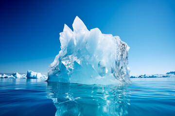 Majestic Iceberg in Calm Blue Ocean