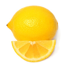 Lemon whole and slice isolated on white background