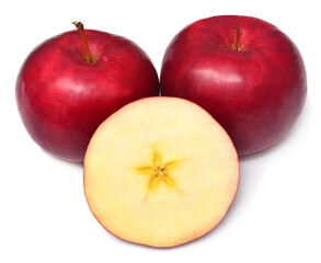 Apples whole and half isolated on white background
