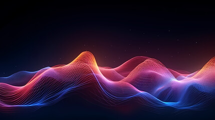 Obraz premium Future digital technology, abstract digital waves and particles on dark background