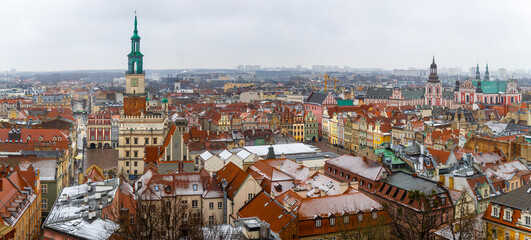 Christmas view of Poznan, a city on the Warta River in western Poland - obrazy, fototapety, plakaty