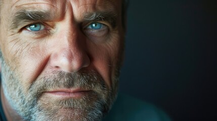 A middleaged man with a furrowed brow representing the challenges and stresses of aging.