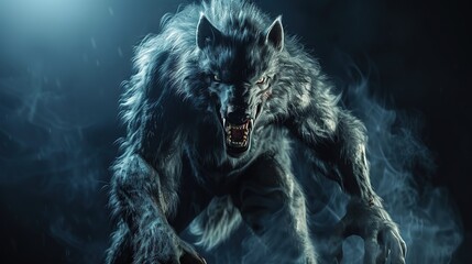 Enchanting Werewolf in the Night: A Captivating Vector Illustration for Fantasy and Horror Concepts