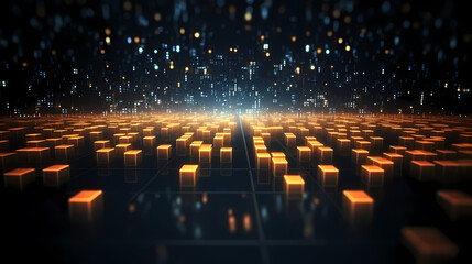 Obraz premium Digital technology particles abstract background, abstract analysis visualization