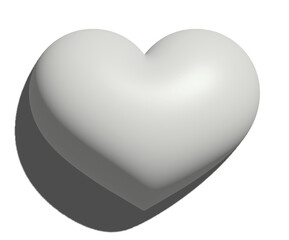3D White Heart with Shadow