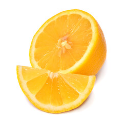Lemon half and slice isolated on white background