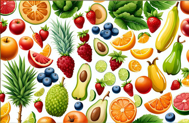 fruits and vegetables seamless pattern AI gennerater
