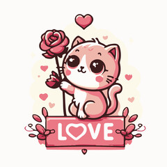 Cat Holding A Flower