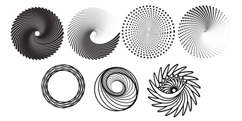 Set of paint brush stroke, ink splatter and artistic design elements. Ink splashes. Rough smears and stains. High quality manually traced. Drops blots isolated. Vector isolated elements set. spiral 