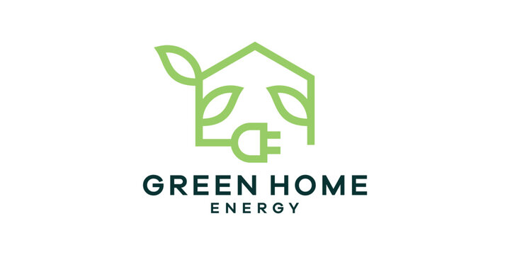 logo design combination of house with plants, greenhouse logo, logo design template symbol icon idea.