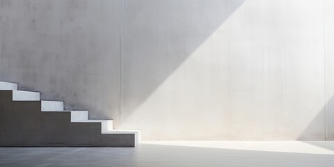 Obraz premium Minimal style white concrete stairs and wall from the side, with copy space, symbolizing success.