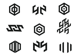 abstract graphic geometric symbols and objects Templates for notes, posters, banners, stickers, business cards, logo.