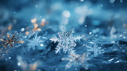 Festive snowflake background with beautiful design and space for text